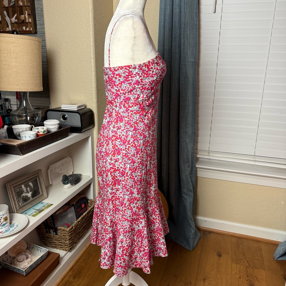 J Crew & Liberty London Wiltshire Floral Ruffle Hem Midi Dress Sz 0 - Picture 6 of 11